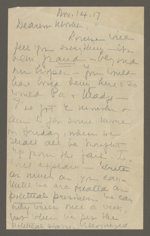 Dora Kelly Lewis letter to Louisa W. Kelly, 14 November 1917