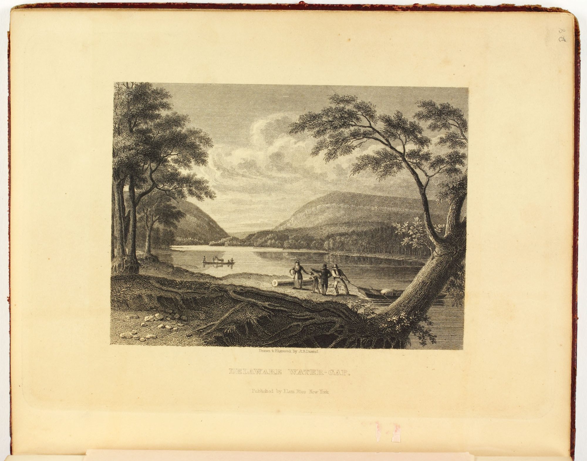 Fig. 5 Asher B. Durand, Delaware Water Gap (New York: Elam Bliss, 1830) in Mary Anne Dickerson Album, 1833-1882, p. 15. Engraving. Library Company of Philadelphia.