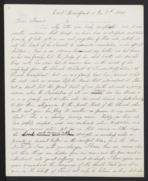 Mary Kite letter to "Benjamin," May 9, 1845.